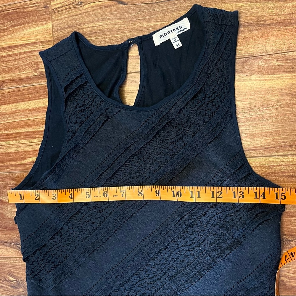 Monteau Black Textured Sleeveless Mini Dress Size Medium - Picture 4 of 10